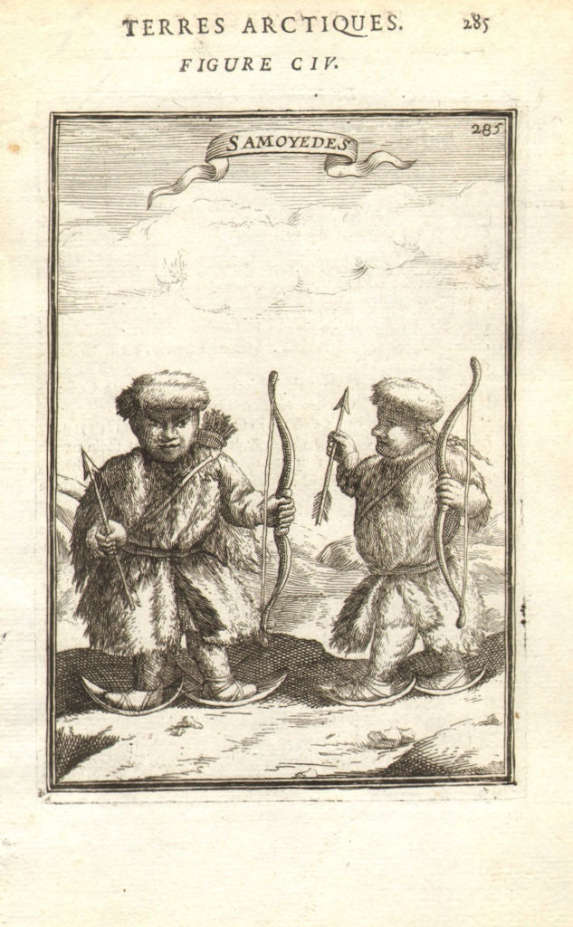 RUSSIAN ARCTIC. 'Samoyedes'. Samoyedic people. Snow shoes. Bows. MALLET 1683